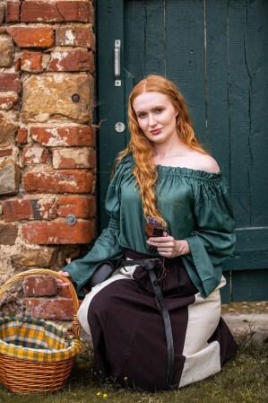 Classic medieval blouse "Emma" Green XXXL