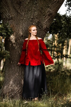 Klassische Mittelalterbluse "Emma" Rot S/M