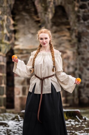 Clásica blusa medieval de algodón "Coletta" Natur S/M