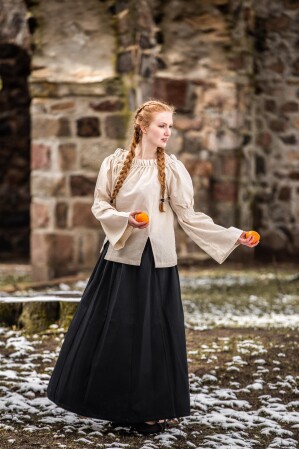 Clásica blusa medieval de algodón "Coletta" Natur S/M