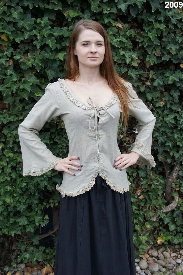 Bluse mit Spitze "Grete" Hanffarben XL