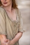 Mittelalter Kurzarmbluse "Gabriela" Hanffarben XL