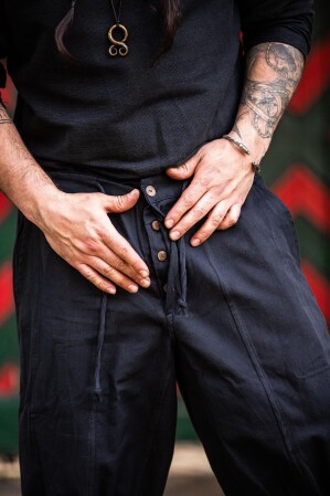 Kniebundhose mit Unterbeinschnürung "Laurence" Schwarz XL