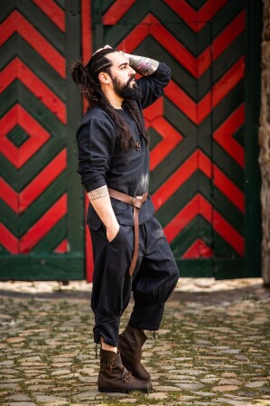 Pantaloni al ginocchio con allacciatura gamba "Laurence" Nero M