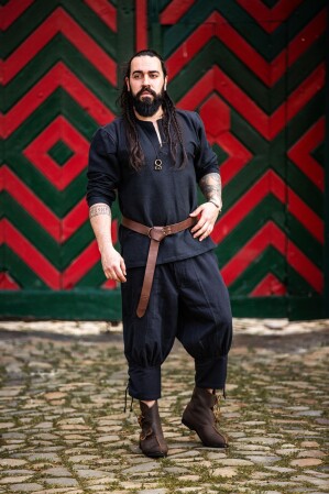 Pantalones de rodilla con cordones en la parte inferior de la pierna "Laurence" Negro S
