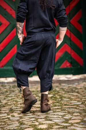 Pantalones de rodilla con cordones en la parte inferior de la pierna "Laurence" Negro S