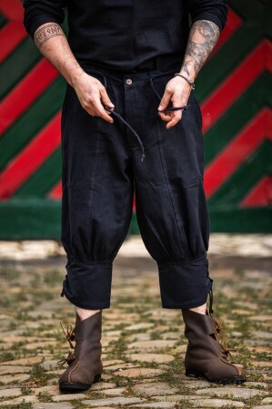 Pantalones de rodilla con cordones en la parte inferior de la pierna "Laurence" Negro S