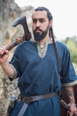 Kurzarmtunika mit Bordüre "Richard" Blau XL