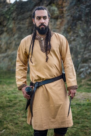 Tunika mit Bordüre "Halvor" Honigbraun XXXL