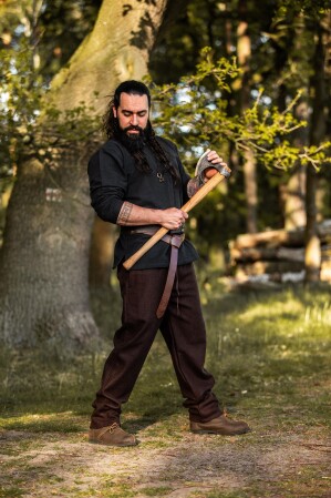 Pantalon en laine rustique "Harald" Marron S