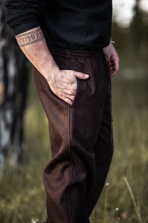 Pantalones de lana rústica "Harald" Marrón M