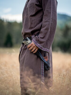 Tunic with border "Halvor" Dark brown S