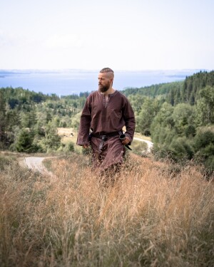 Tunic with border "Halvor" Dark brown XL