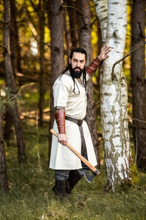 Kurzarmtunika mit Bordüre "Richard" Natur S