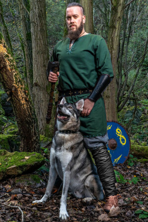 Túnica vikinga con bordado "Erwin" Verde S