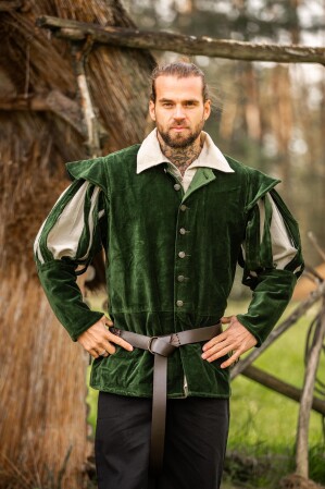 Landsknechtjacke mit geschlitzten Ärmeln "Brandolf" Grün XXXL