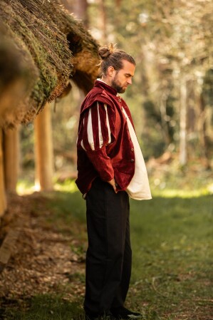 Landsknechtjacke mit geschlitzten Ärmeln "Brandolf" Rot S