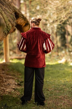 Landsknechtjacke mit geschlitzten Ärmeln "Brandolf" Rot S