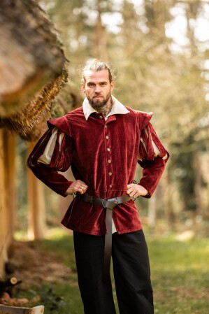 Landsknechtjacke mit geschlitzten Ärmeln "Brandolf" Rot M