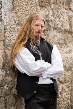 Vest made of hand-woven cotton "Irvin" Black L
