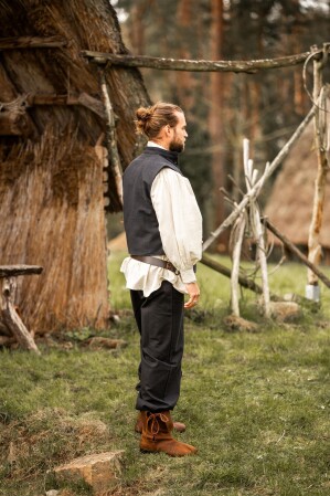 Vest made of hand-woven cotton "Irvin" Black XL