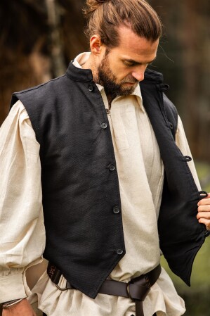 Weste aus handgewebter Baumwolle "Irvin" Schwarz XXL