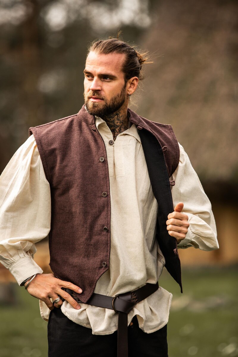 Vest made of hand-woven cotton "Irvin" Brown XXL