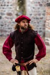 Velvet beret "Kurt" Red XXL 60-62 cm