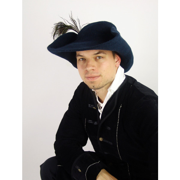 Wool felt hat with feather "Pieter" Black
