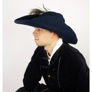 Chapeau en feutre de laine avec plume "Pieter" Noir