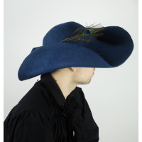 Chapeau en feutre de laine avec plume "Pieter" Bleu