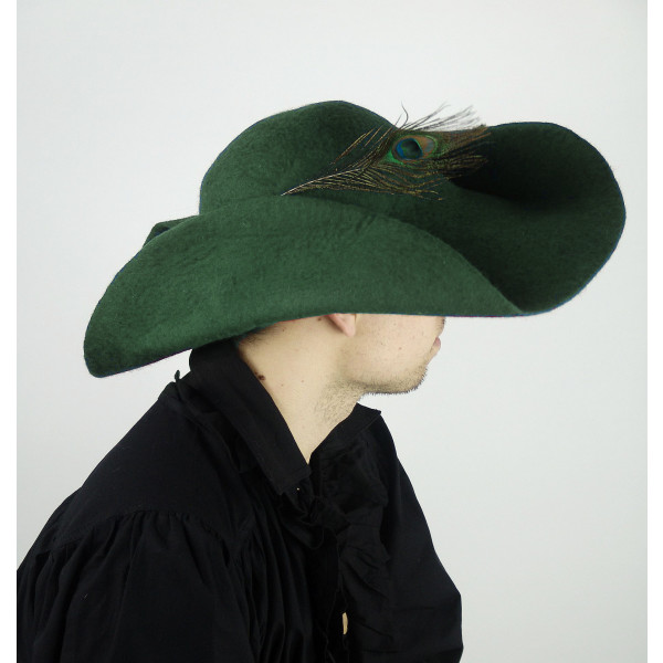 Chapeau en feutre de laine avec plume "Pieter" Vert