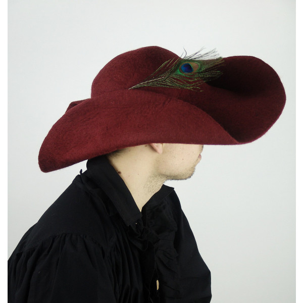 Sombrero de fieltro de lana con pluma "Pieter" Rojo