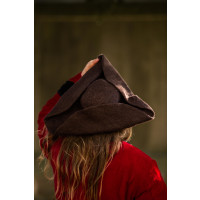Sombrero de lana de fieltro tricornio "Hugo" Marrón