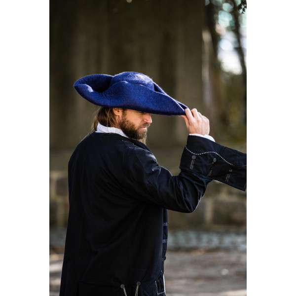 Cappello in feltro di lana tricorno "Hugo" Blu