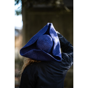 Chapeau en feutre de laine tricorne "Hugo" Bleu