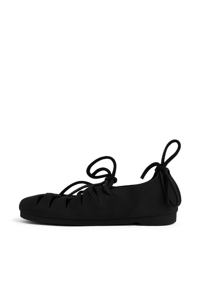 Bundschuhe aus Veloursleder Schwarz 36