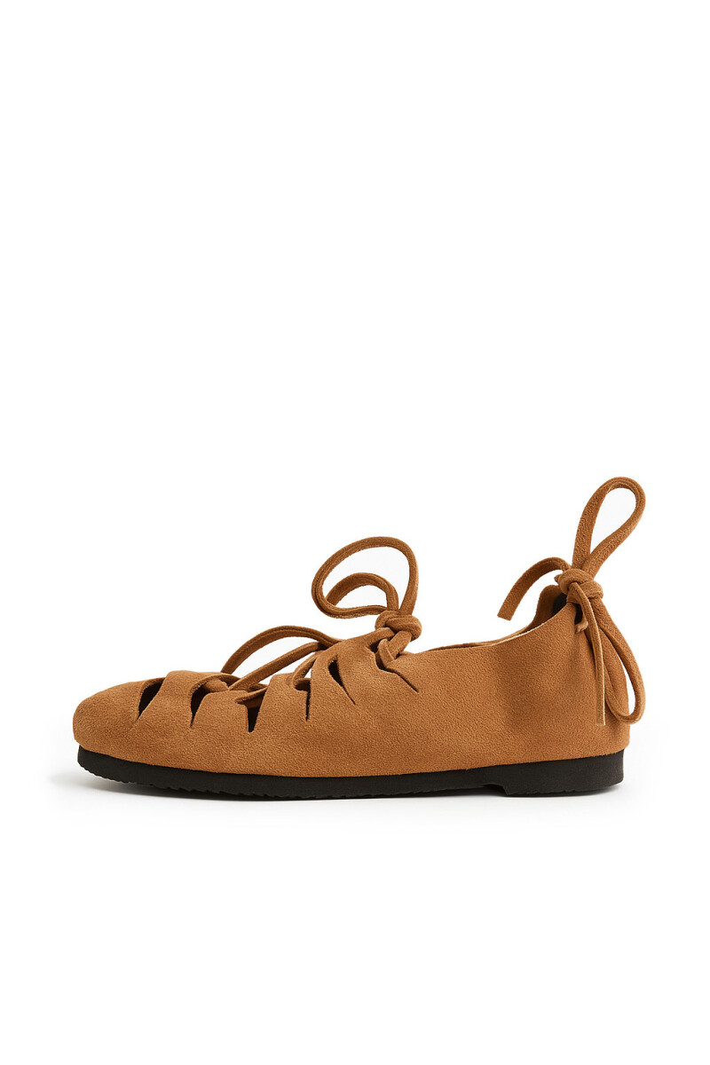 Bundschuhe aus Veloursleder Braun 36