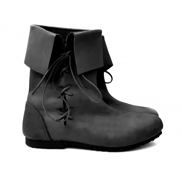 008 Medieval boot top boot made of nubuck leather- black