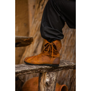 008 Medieval boot top boots in nubuck leather- brown