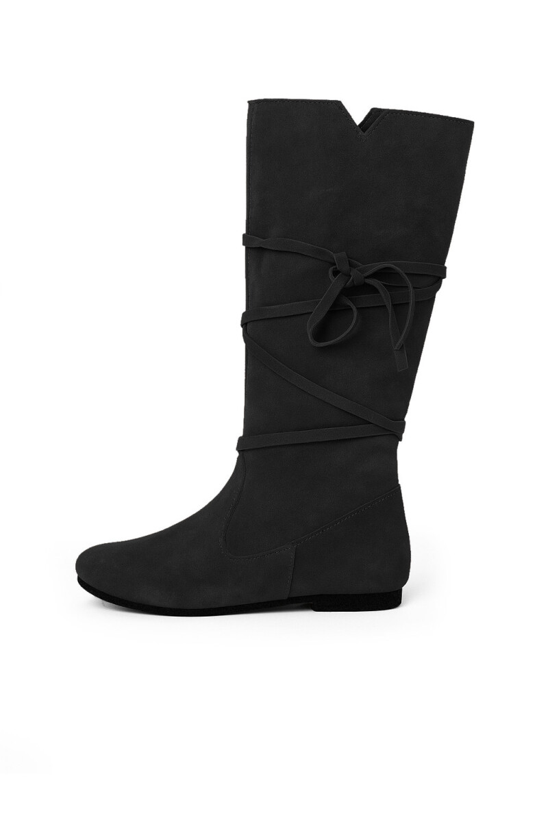 019 Mittelalterstiefel aus Wildleder- Schwarz