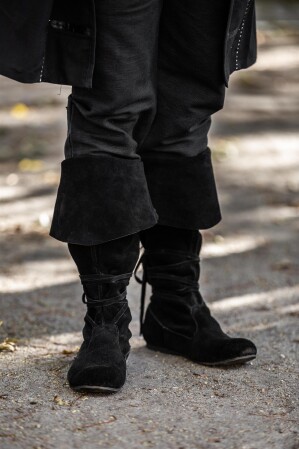Piratenstiefel aus Wildleder "Geoffrey" Schwarz 39