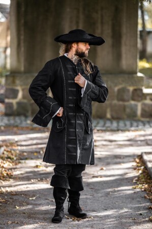 Piratenstiefel aus Wildleder "Geoffrey" Schwarz 39