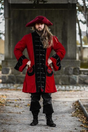 Piratenstiefel aus Wildleder "Geoffrey" Schwarz 43