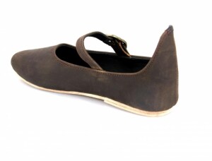 Mittelalter-Damenschuhe  "Cecilie" mit Ledersohle Braun 37
