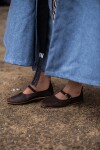 Mittelalter-Damenschuhe  "Cecilie" mit Ledersohle Braun 41