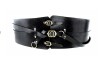1230 Cinturón de corsé de cuero noble "Audrey" - Negro