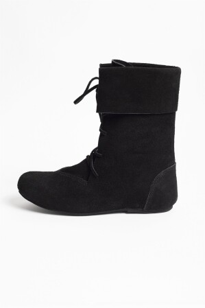 074 Mittelalter-Stiefel "Aurin" mit Stulpe - Schwarz