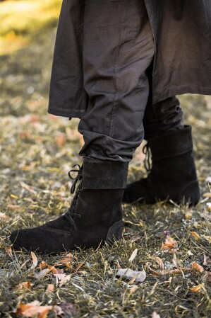074 Mittelalter-Stiefel "Aurin" mit Stulpe - Schwarz