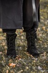 074 Mittelalter-Stiefel "Aurin" mit Stulpe - Schwarz